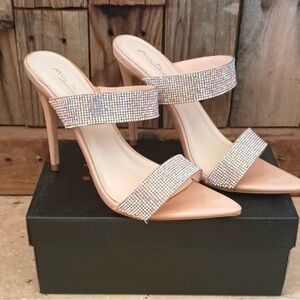 Gorgeous translucent strap rhinestone high heels